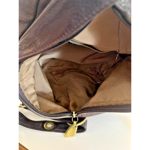 Libaire Pebbled Leather Crossbody Bag Reddish Brown Cordovan Purse USA - Picture 4 of 8